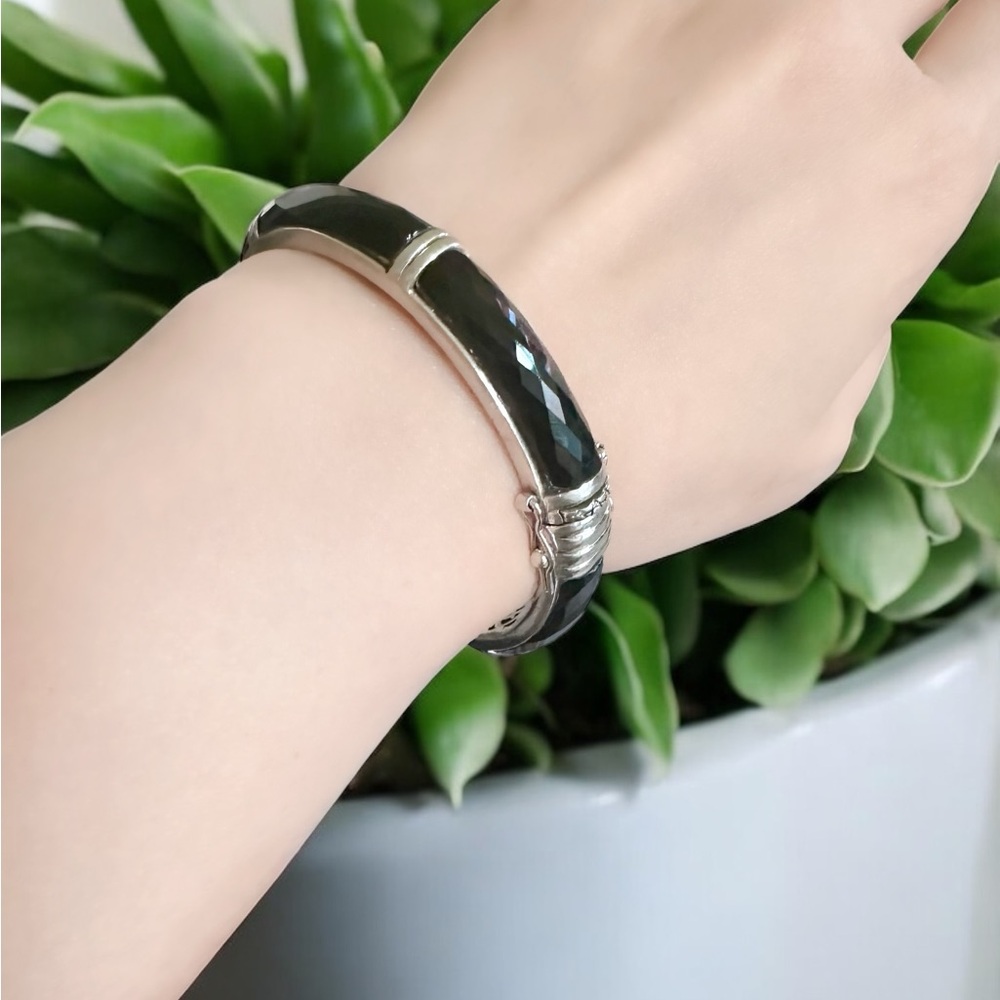 Black Onyx Silver Hardware Bracelet Vintage